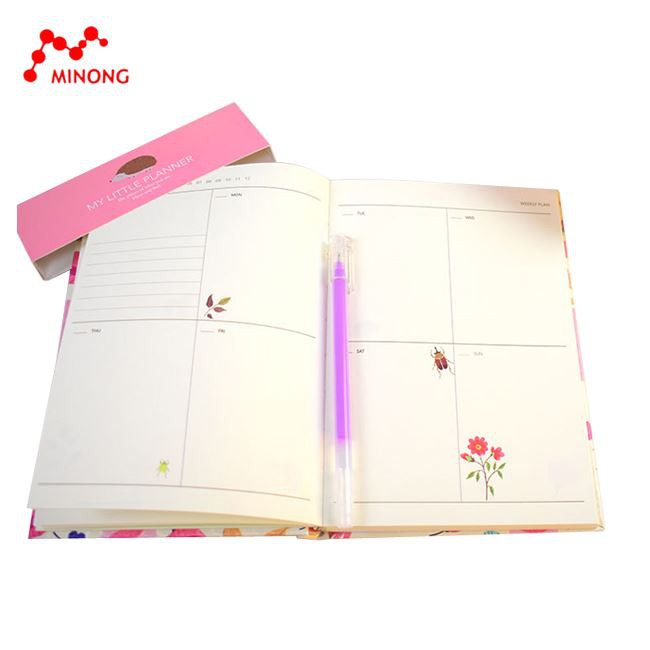 custom Flowers animal cute diary school journal hardcover weekly monthly planner notebook 3