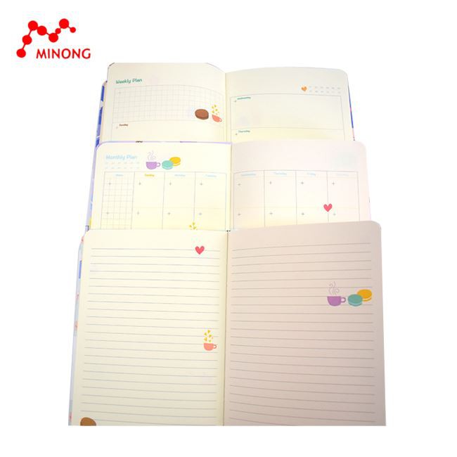 custom cute diary school journal leather hardcover Weekly Monthly planner notebook for students 3